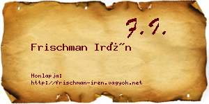 Frischman Irén névjegykártya